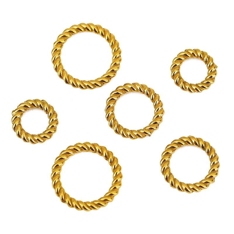 Jewelry Making Closed Jump Rings - แหวนสแตนเลสสตีลเคลือบ PVD ไม่ลอก 10 ชิ้น ขนาด
