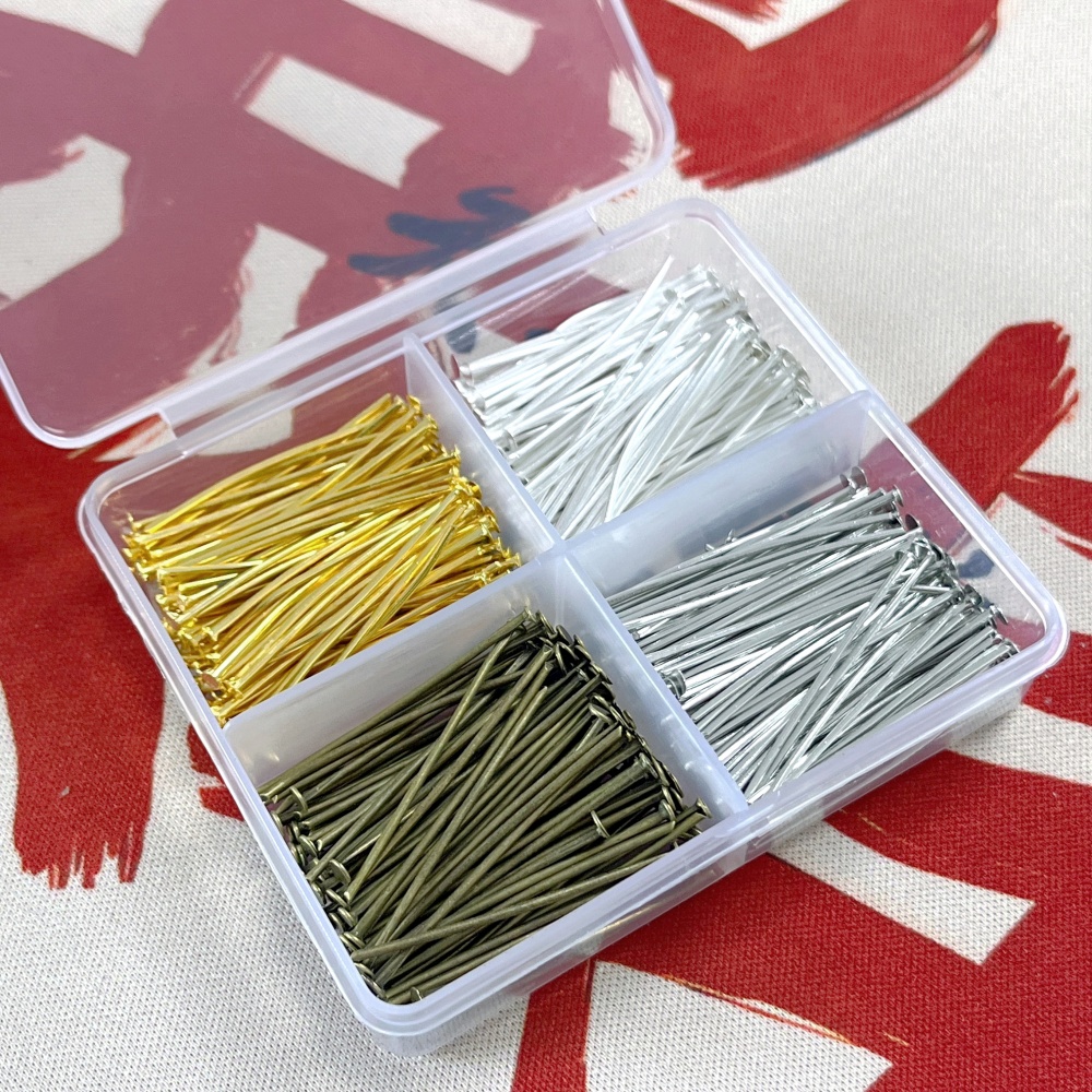 Head Pin Assorted - ชุดเข็มหมุดหัวแบน 400 ชิ้น คละสี เข็มเหล็กสำหรับงานฝีมือ ขนาด