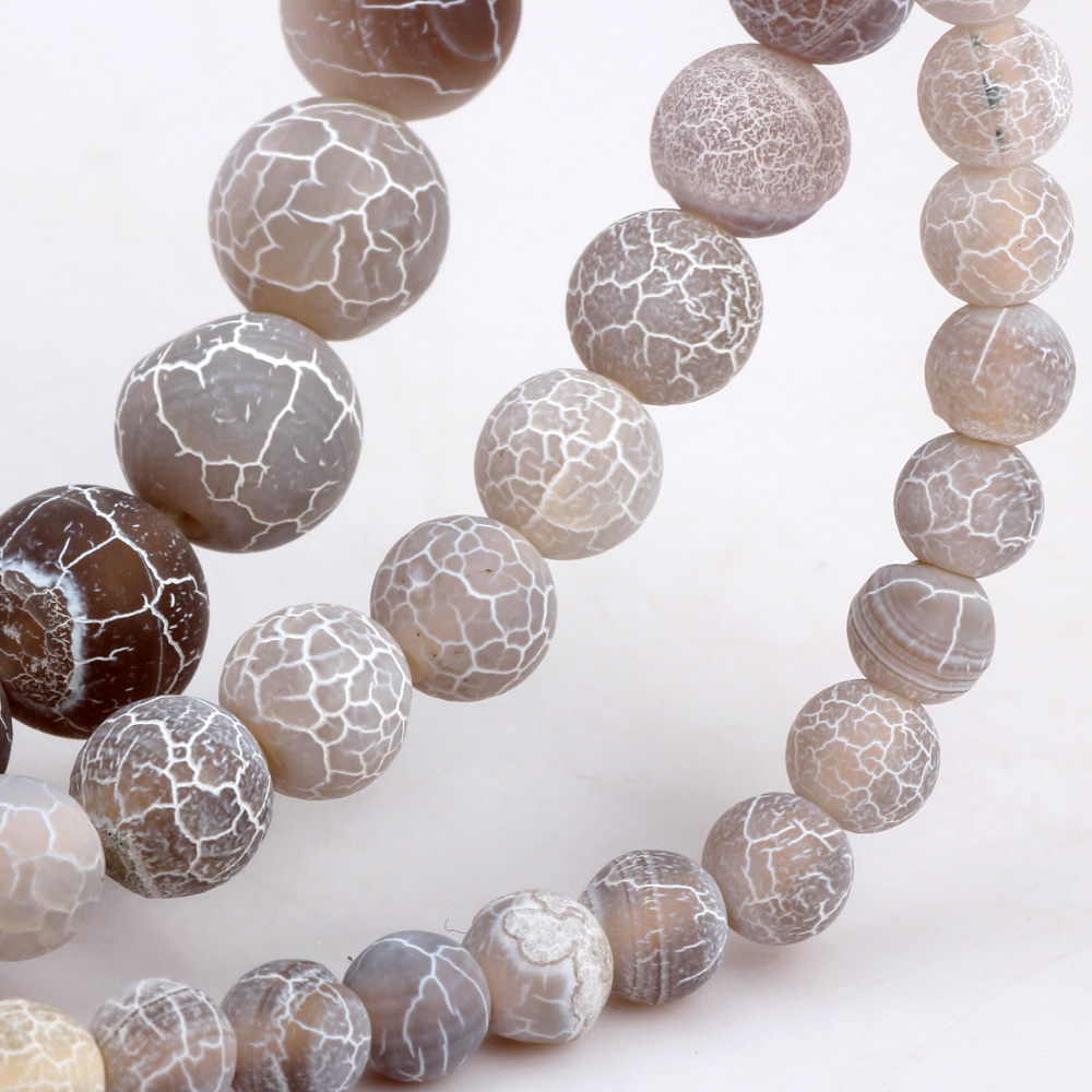 Jewelry Making Stones - ลูกปัดไม้สนธรรมชาติลายเส้นสีขาวขัดด้านขนาด 6 มม./8 มม./10 มม. รุ่น