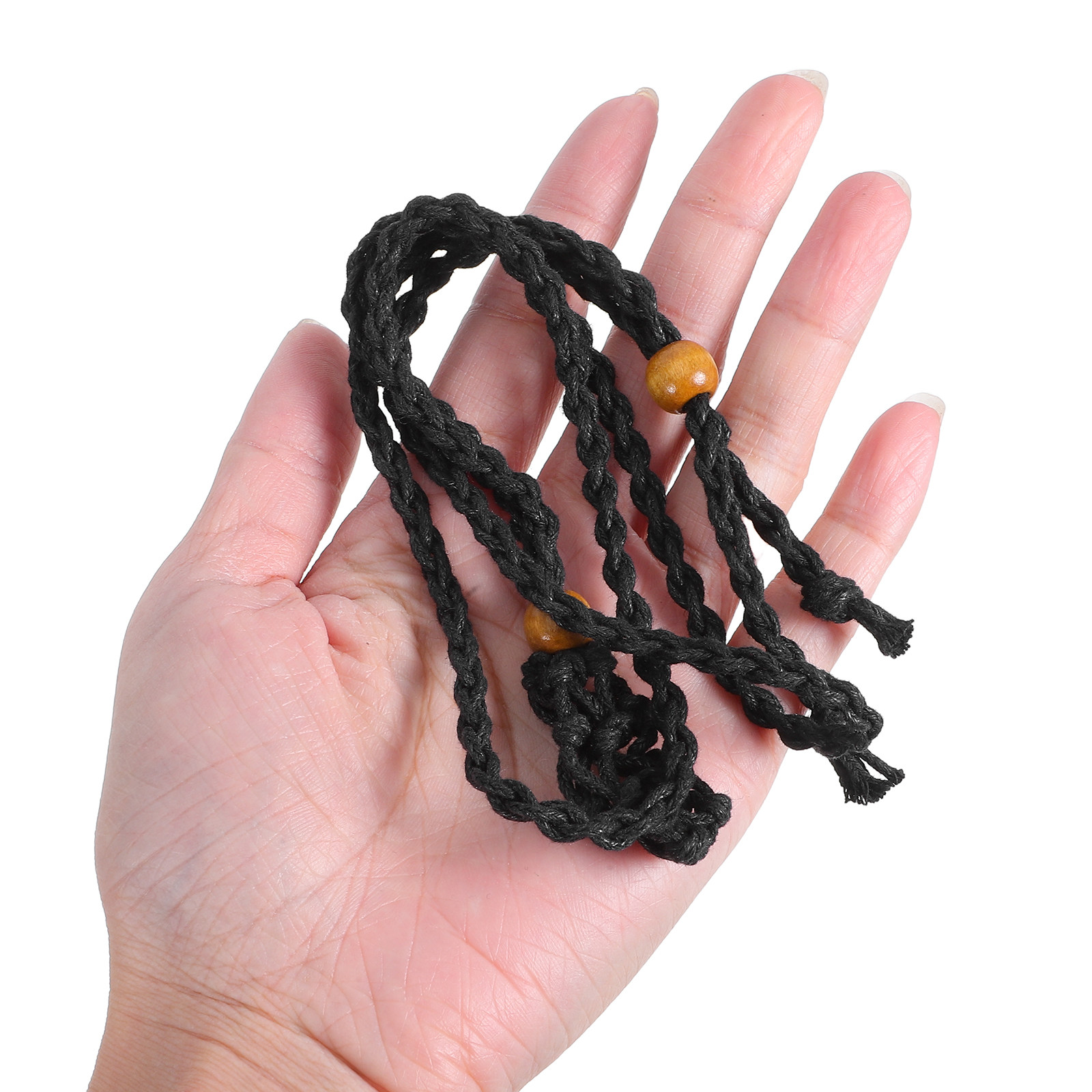 Jewelry Making Stones - ชุดอุปกรณ์ทำสร้อยคอ DIY 1 ชุด ลวดเหล็กสีดำ พร้อมเชือกฝ้ายเคลือบแว็กซ์