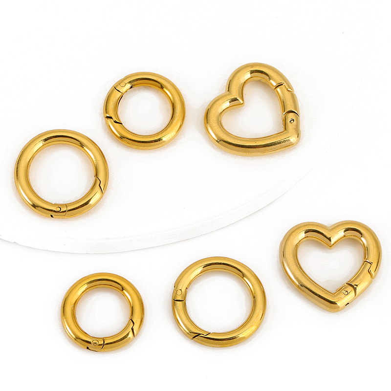 Jewelry Making Metal Supplies - ตัวล็อกสแตนเลส 2 ชิ้น รูปหัวใจ วงกลม แบบก้ามปู