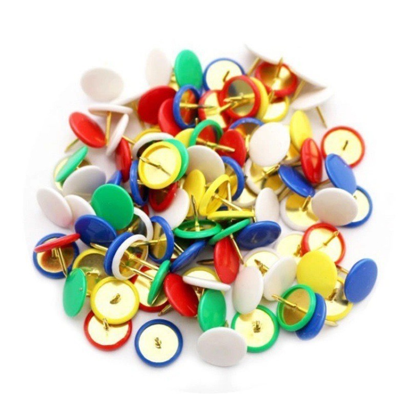 Head Pin Assorted - หมุดติดกระดานหัวกลม 118 ชิ้น คละสีแบบสุ่ม พร้อมด้ามจับเคลือบเนื้อนุ่ม เหมาะสำหรับตกแต่งกระดานไม้ก๊อกในบ้าน