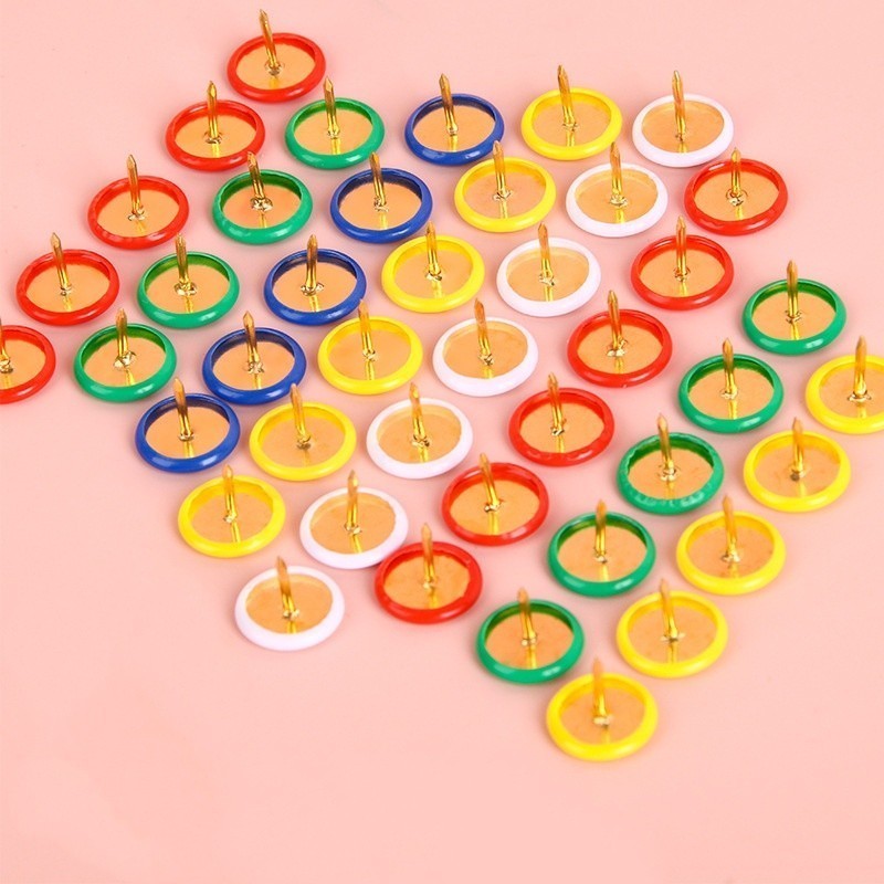 Head Pin Assorted - หมุดกดหัวกลม 435 ชิ้น, กระดานประกาศสำนักงาน, คละสีแบบสุ่ม, ปลายเข็มเหล็กคม,