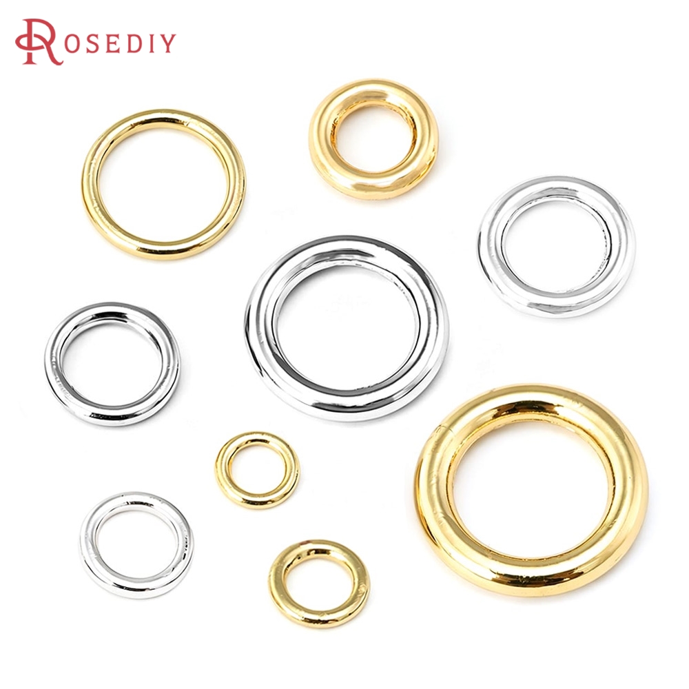 Jewelry Making Closed Jump Rings - 4~14.5 มม. ลวดกลมทองเหลืองสีทอง 18K แบบวงปิด คุณภาพสูง