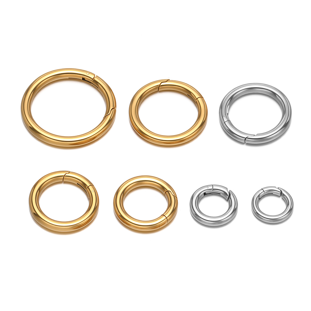 Jewelry Making Accessories - ตัวล็อคสปริงทรงกลม 2 ชิ้น/ล็อต ทำจากสแตนเลสชุบทอง ใช้สำหรับทำพวงกุญแจ ตัวเชื่อมต่อสำหรับงาน