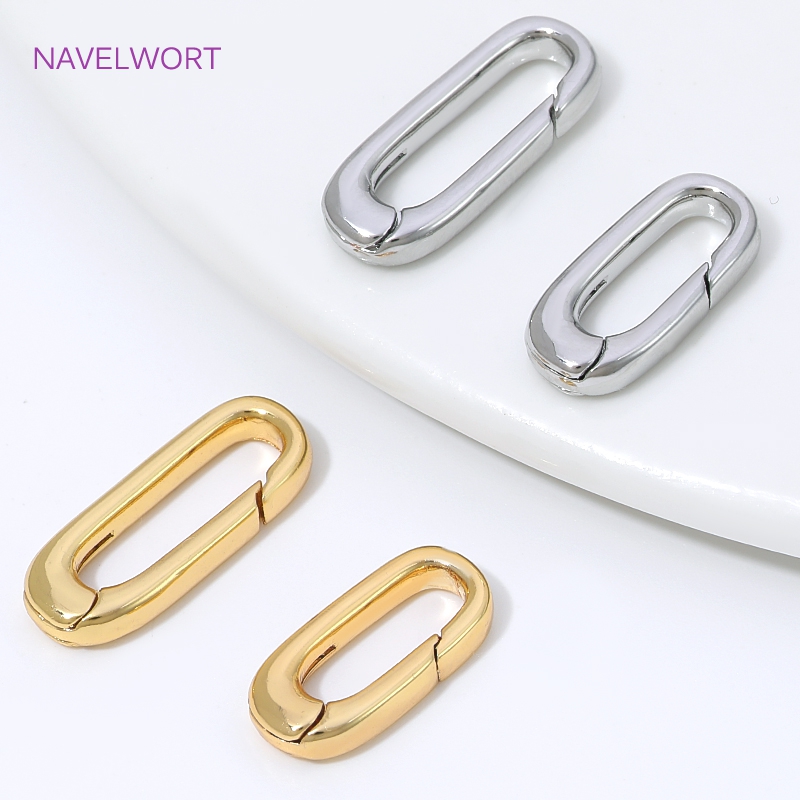Jewelry Making Metal Supplies - ตัวล็อคแบบสปริงรูปวงรีชุบทอง 18K จำนวน 1/2/4 ชิ้น สำหรับเครื่องประดับ,