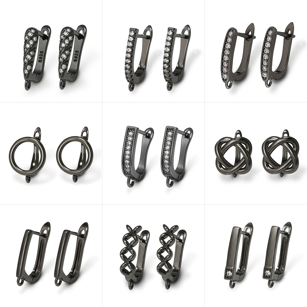 Jewelry Making Class - YANASI ต่างหูทองเหลืองสีดำ 1 คู่ สำหรับทำเครื่องประดับ DIY