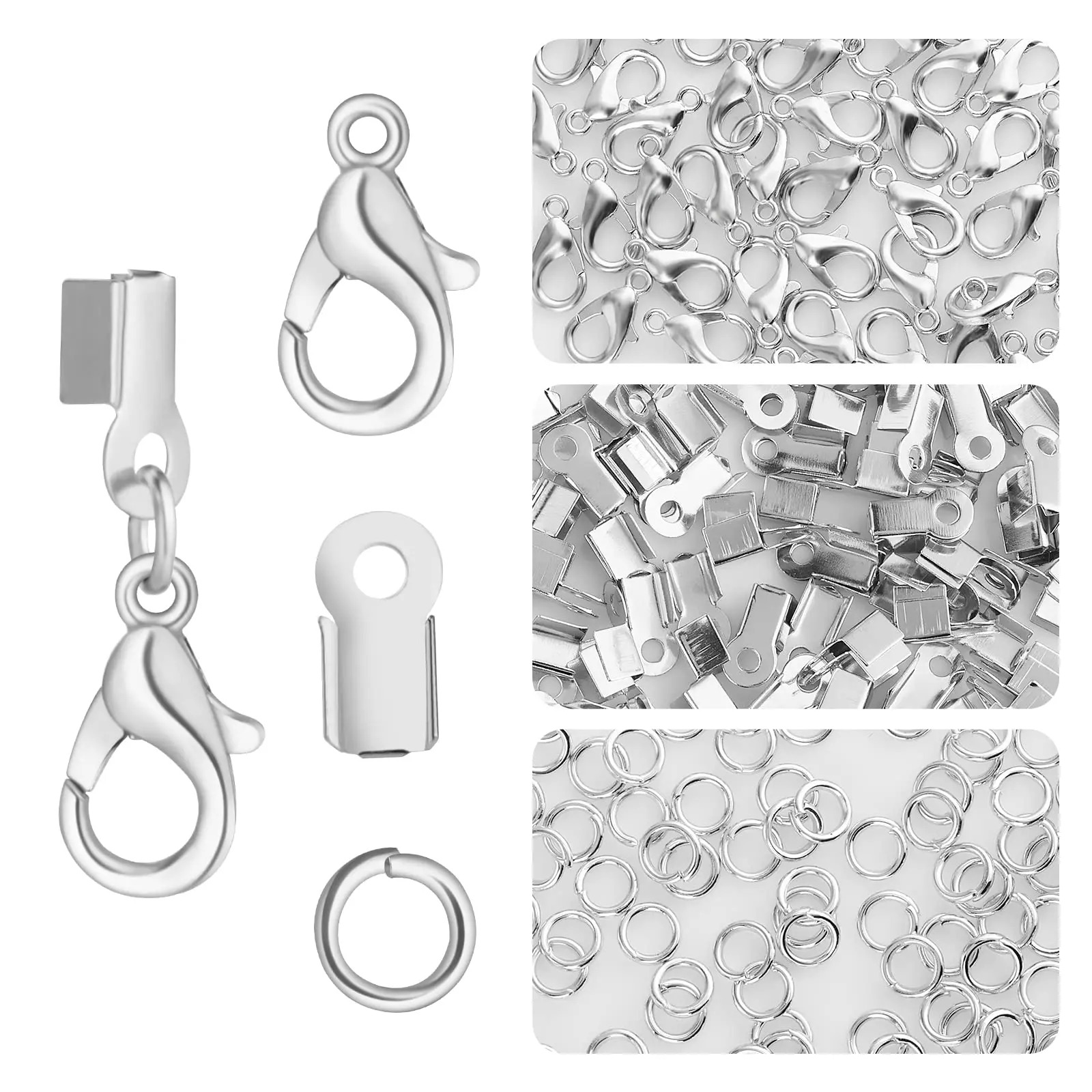 Jewelry Making Closed Jump Rings - 450 ชิ้น ประกอบด้วย 200 ฝาครอบปลายสายแบบพับ 200