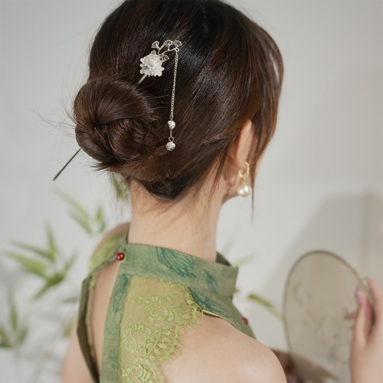 Jewelry Making Accessories - กิ๊บติดผมรูปดอกไม้สุดหรู วัสดุอัลลอยด์ ประดับลูกปัด โซ่ และจี้ห้อย สำหรับผู้หญิง