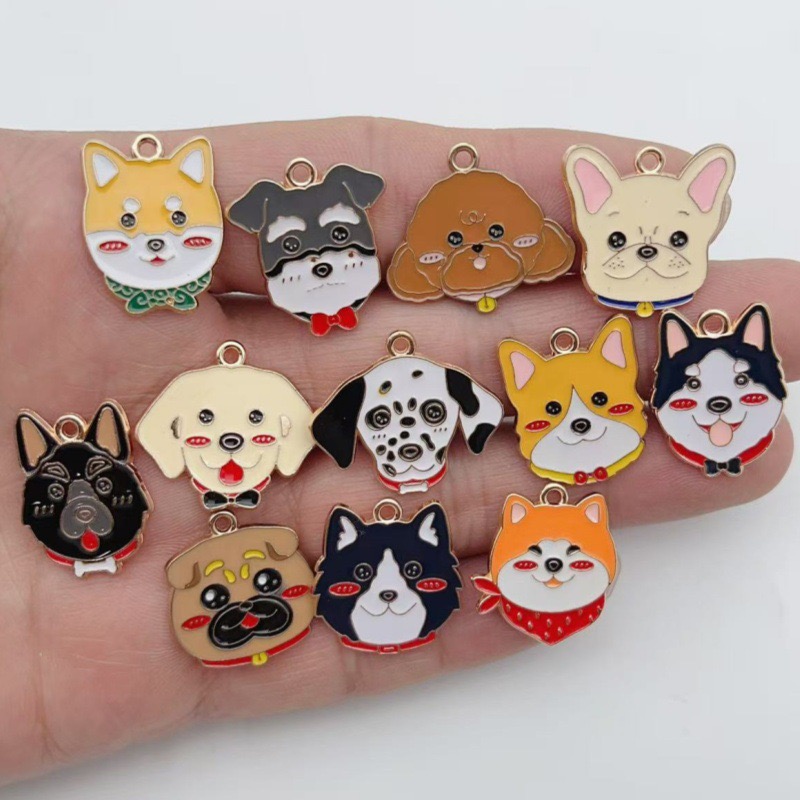Jewelry Making Accessories - จี้โลหะผสมรูปสุนัขลายจุดการ์ตูน 12 ชิ้น สำหรับทำเครื่องประดับ DIY ต่างหู