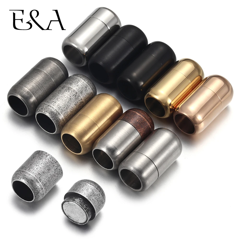 Jewelry Making Metal Supplies - สแตนเลส 3 มม.-8 มม.แม่เหล็ก Clasps สร้อยข้อมือหนังแม่เหล็กลูกไม้หัวเข็มขัดสร้อยคอ