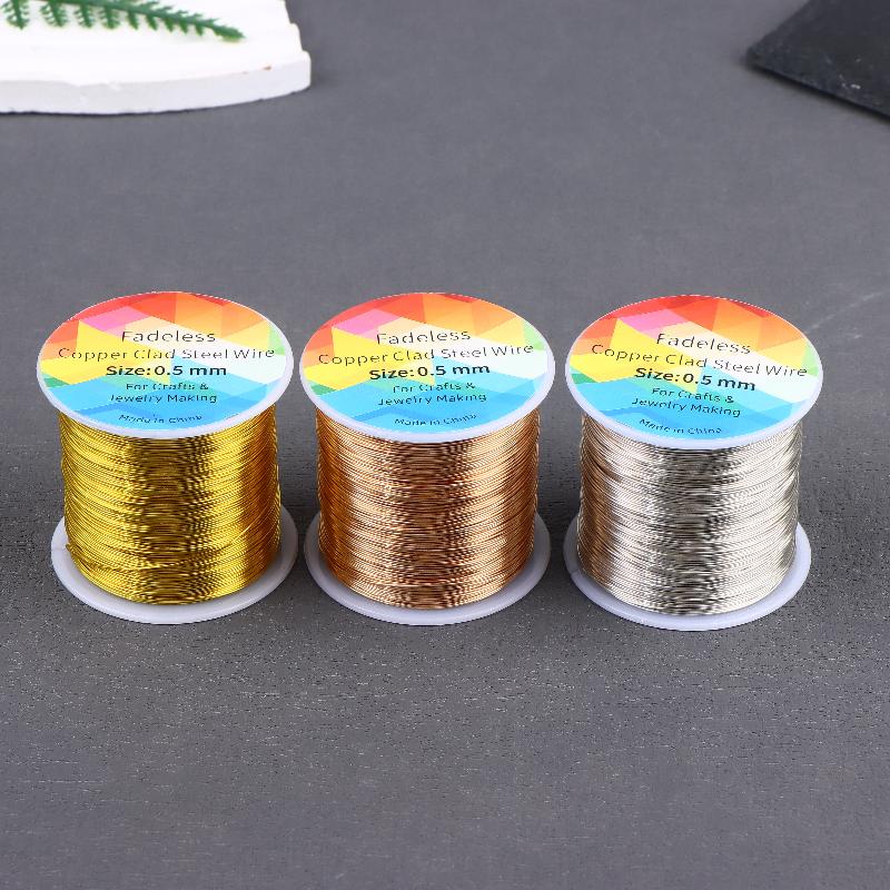 Jewelry Making With Copper Wire - ลวดเหล็กหุ้มทองแดงแบบไม่ซีดจาง 100 ม./328 ฟุต ลวดโลหะดัดงอได้สำหรับงานประดิษฐ์ งานจัดดอกไม้