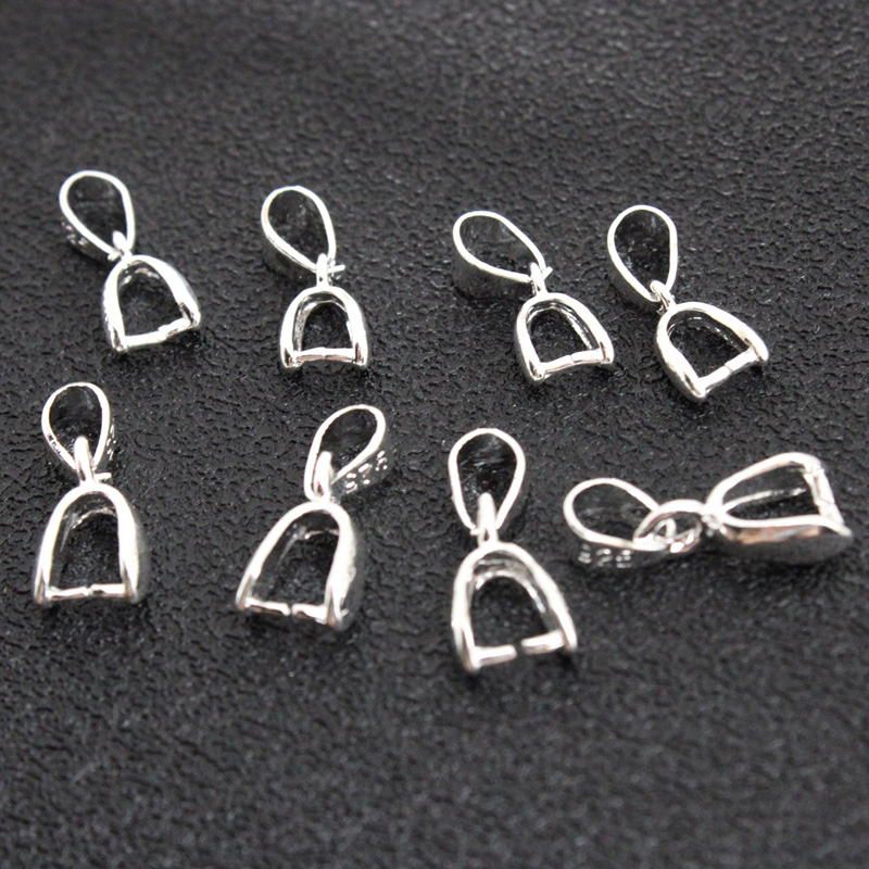 Jewelry Making Class - 10 ชิ้น ตัวล็อกจี้แบบหนีบ ทำจากทองแดงชุบเงินแท้ 925 สำหรับทำสร้อยคอ