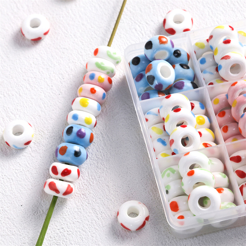 Jewelry Making 4 Year Old - 6x15 มม.เด็กสนุกเซรามิคขนาดใหญ่หลุมลูกปัดแบบหลวมสําหรับทําเครื่องประดับสร้อยข้อมือสร้อยคอหัตถกรรมอุปกรณ์เสริม DIY