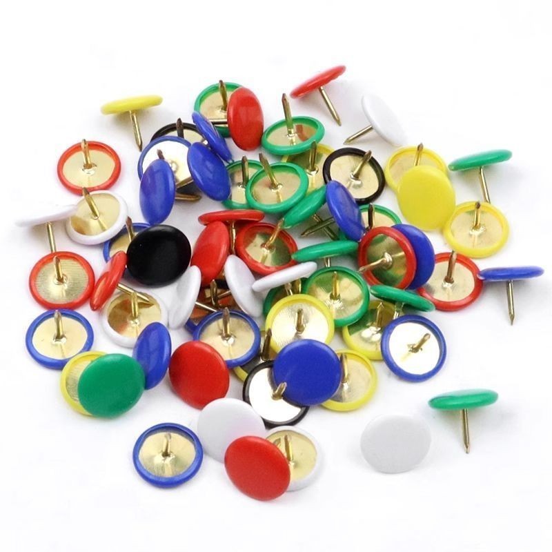 Head Pin Assorted - หมุดกดหัวกลม 178 ชิ้น คละสีแบบสุ่ม ออกแบบมาเพื่อใช้สำหรับทำเครื่องหมายตำแหน่งบนแผนที่ ด้ามจับเคลือบแบบนุ่ม