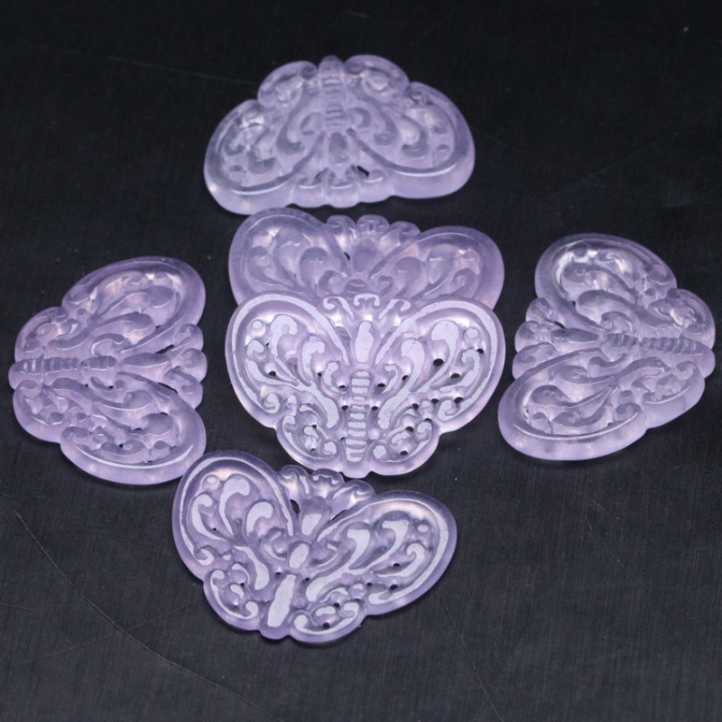 2 PC หยกสีม่วงธรรมชาติ Hollow  - Jewelry Making Accessories บทวิจารณ์และราคา