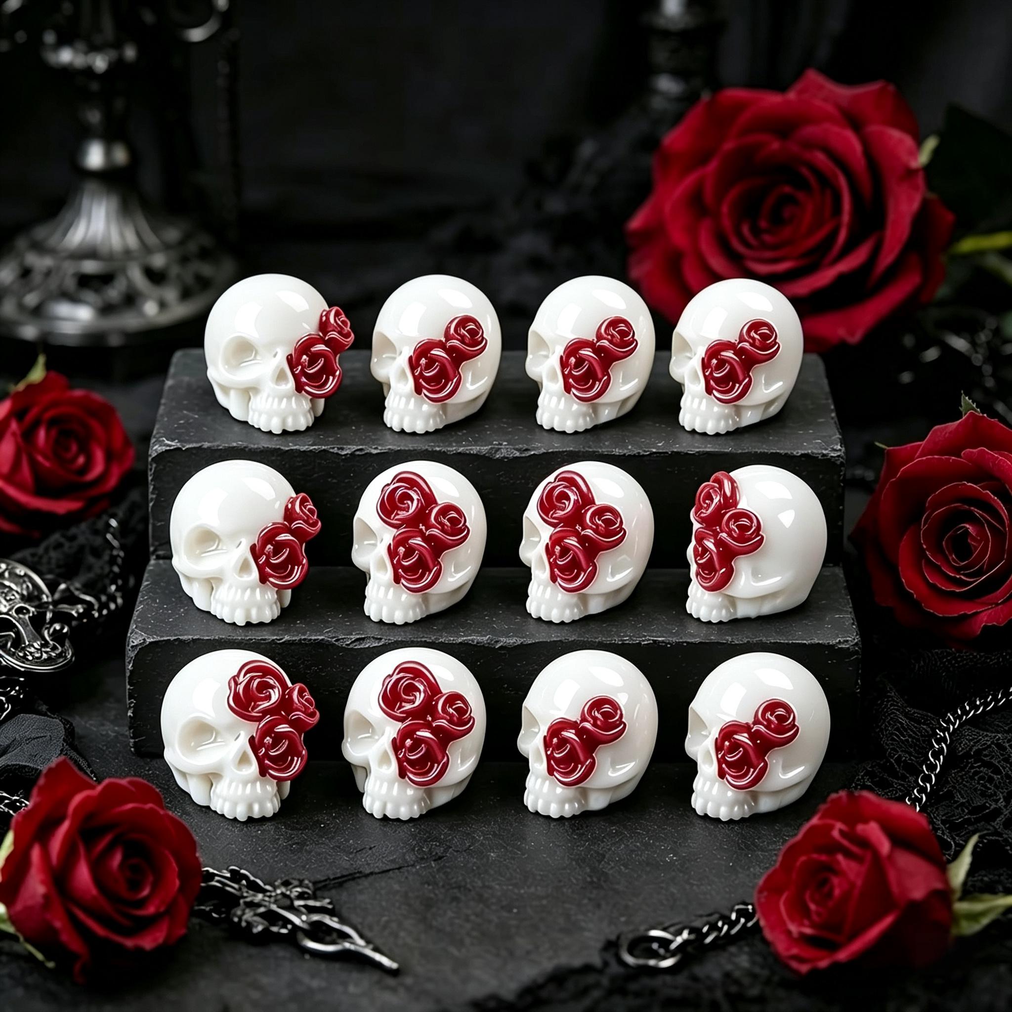 จี้เรซิ่นรูปหัวกะโหลกกุหลาบ 3  - Jewelry Making Event บทวิจารณ์และราคา