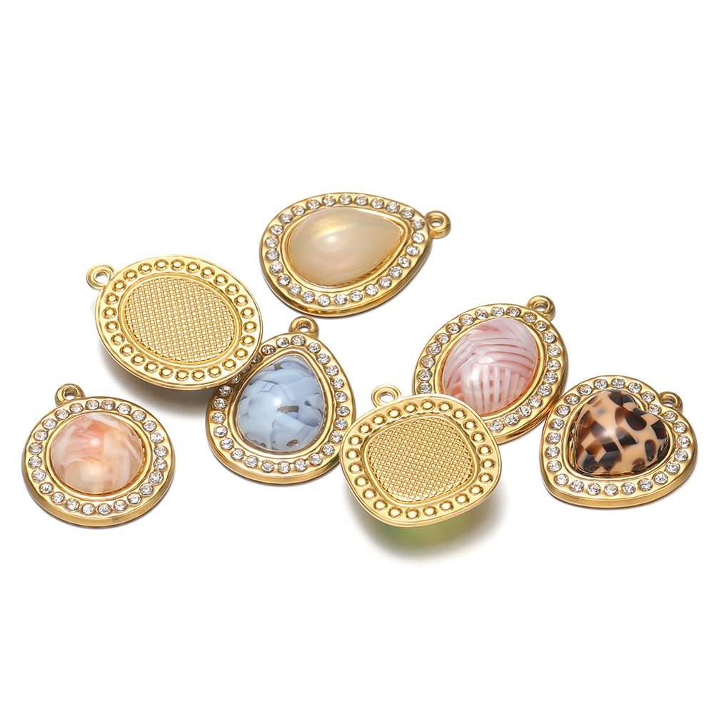 3 ชิ้น จี้สร้อยคอรูปหัวใจและวง - Jewelry Making Stones บทวิจารณ์และราคา