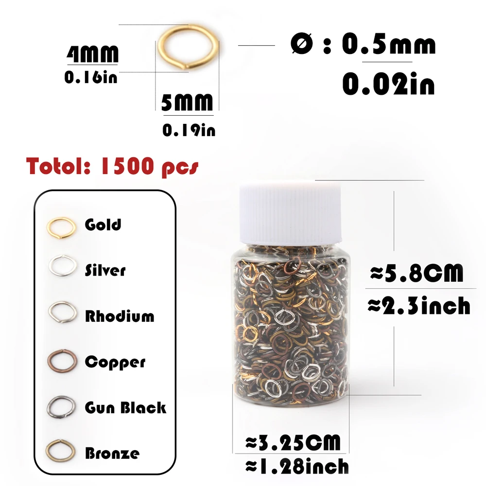 1500 + ชิ้นผสมสีโลหะรูปไข่แหวน - Jump Ring Assorted บทวิจารณ์และราคา