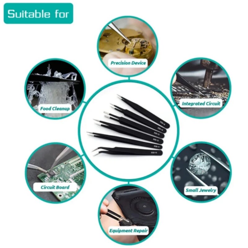 สแตนเลสโค้งตรงสีดําแหนบเล็บ Ar - Jewelry Making Tool Kit บทวิจารณ์และราคา