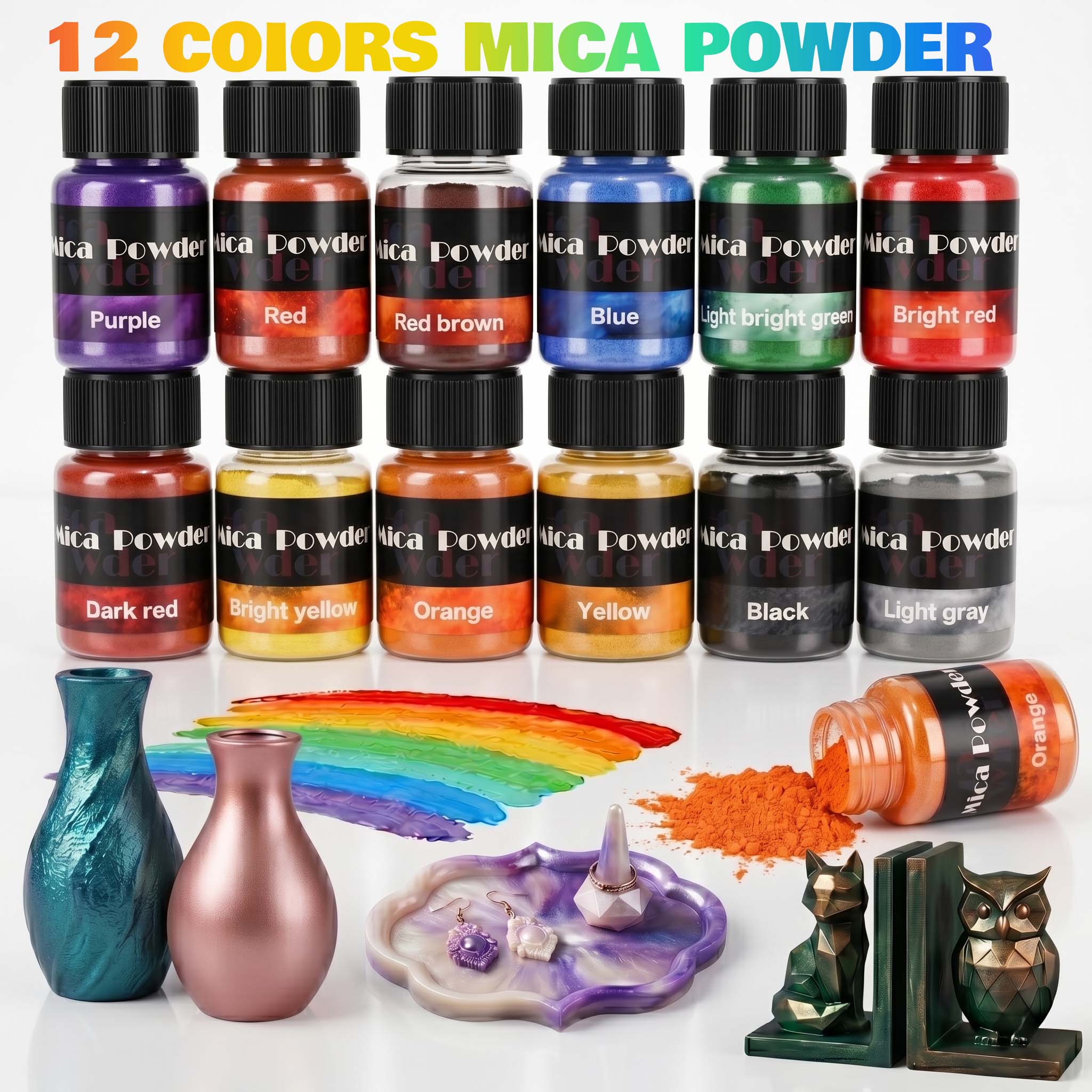 ผงสียิปซัม 12 สี สำหรับงาน DIY - Jewelry Making Tools List บทวิจารณ์และราคา